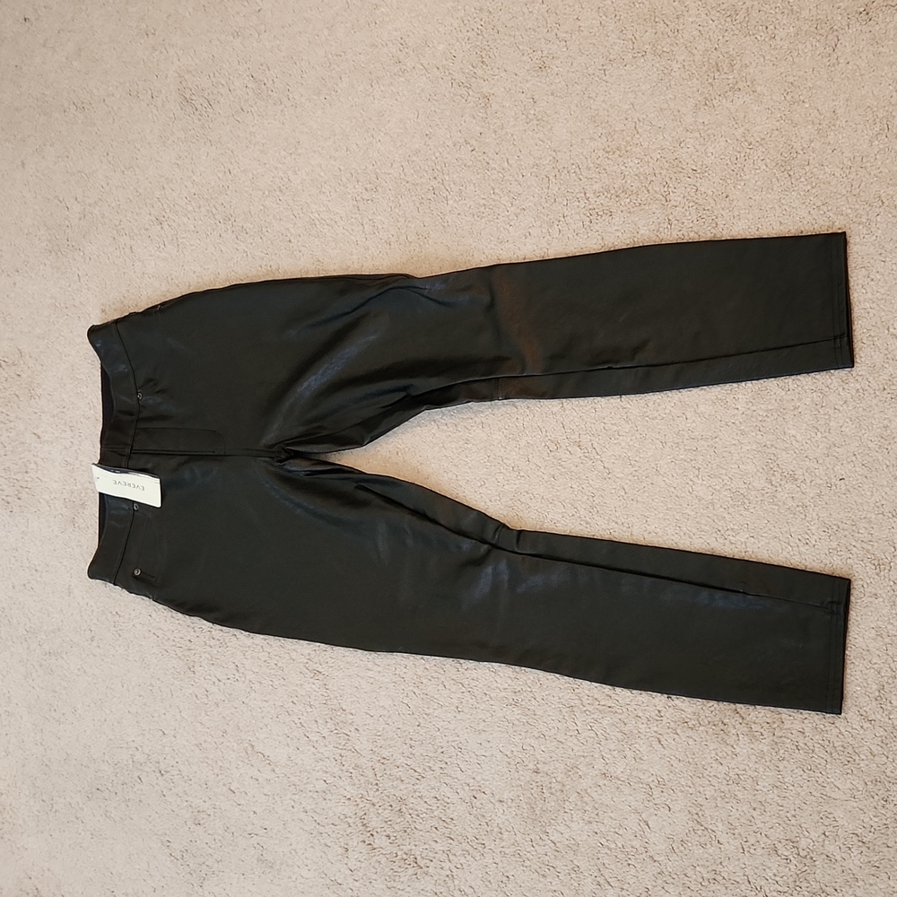 Spanx Evereve leather like black skinny pants NWT 2
